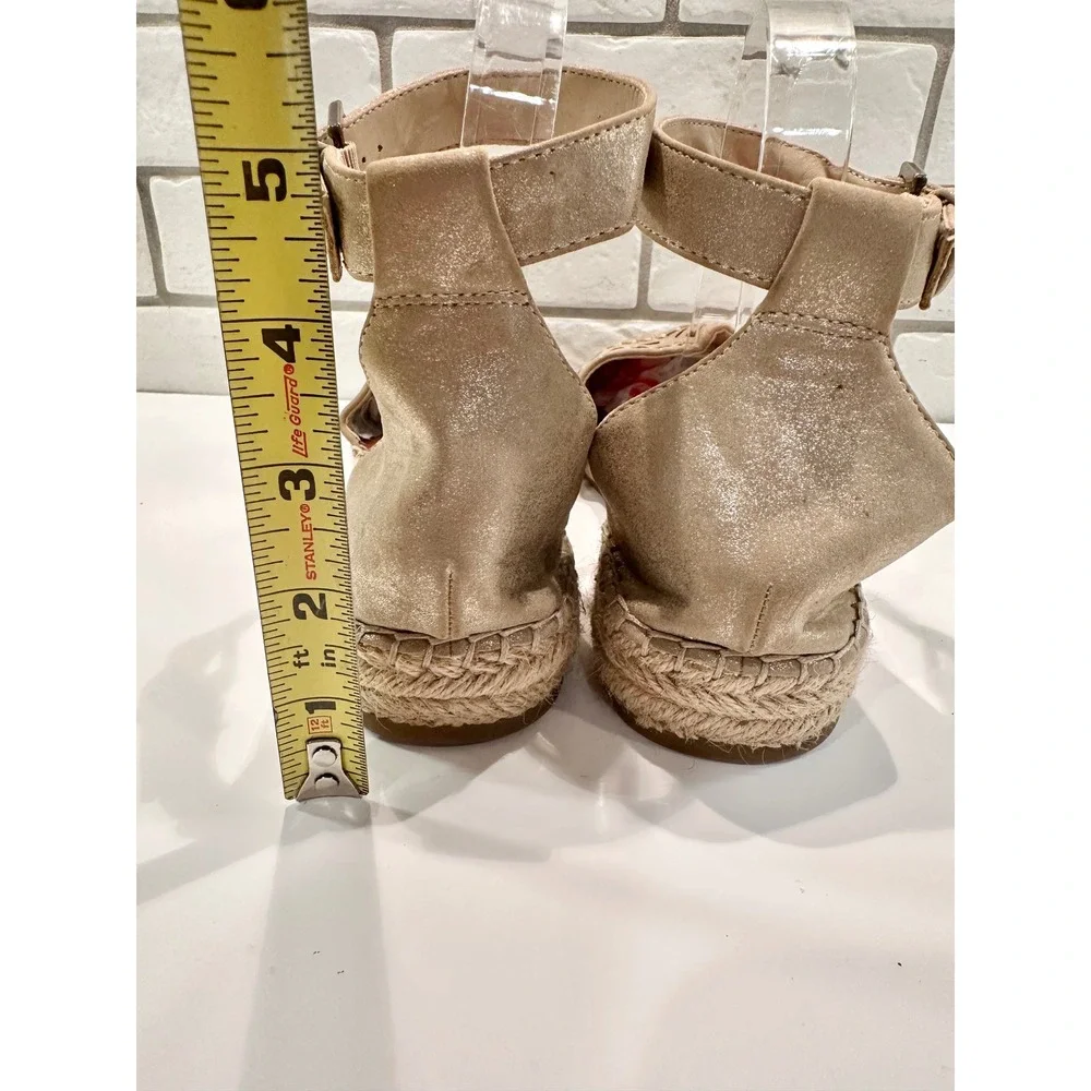 Indigo Rd Gold Laser Cut Ankle Strap Espadrille Flats Women's Size‎ 10M